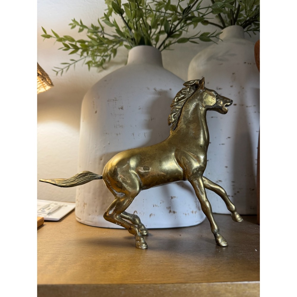 Vintage Brass Horse‎ Figurine Equestrian Decor Animal Statue